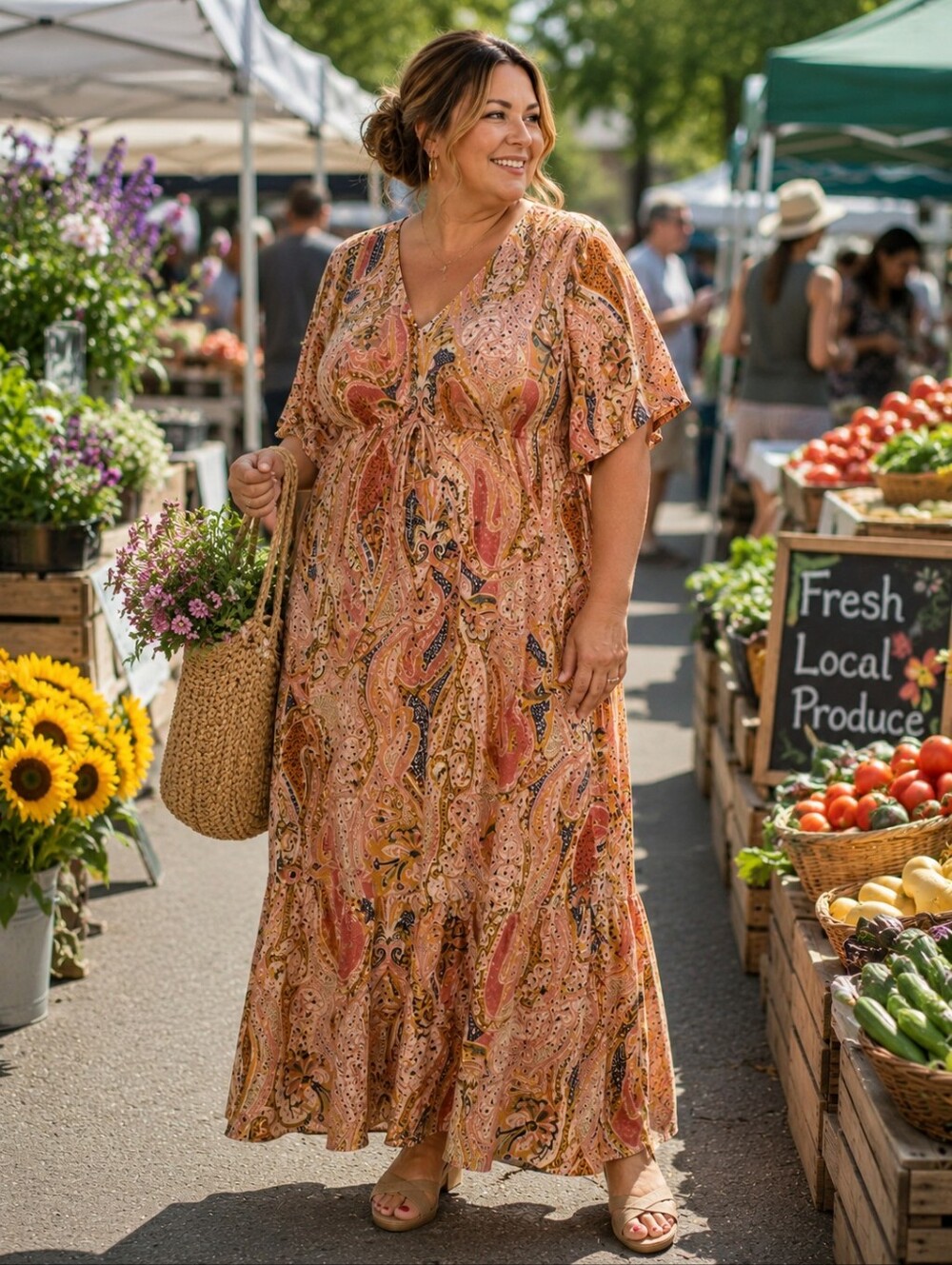 Wasabi Paisley Short Sleeve Dress